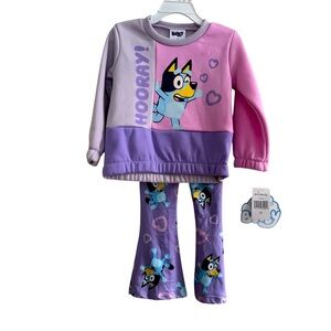 Bluey 2PC Set Sweatshirt Pants Lilac Toddler Girl 3T NWT